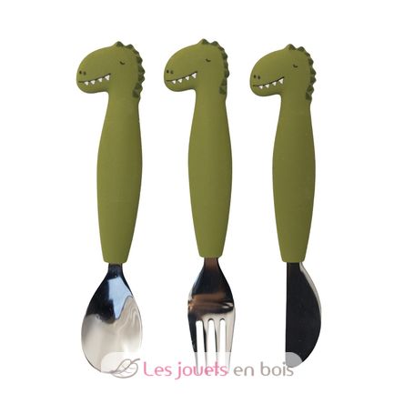 Couverts 3 pièces en silicone Mr Dino TX-96-442 Trixie 1