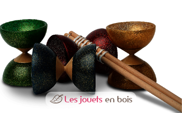 Diabolo paillettes rouge - axe bois - d. 100mm F-101008PR Foulon 2