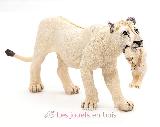 Figurine Lionne blanche avec son bébé lionceau PA50203 Papo 1
