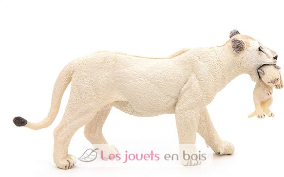 Figurine Lionne blanche avec son bébé lionceau PA50203 Papo 3