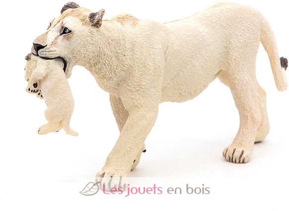 Figurine Lionne blanche avec son bébé lionceau PA50203 Papo 4