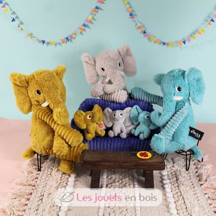 Peluche éléphant maman et son bébé gris DE72804 Les Déglingos 2