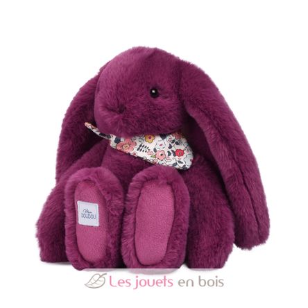 Peluche Lapin Fleurette prune 25 cm DC4704 Doudou et Compagnie 1