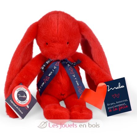 Peluche Lapin Méloé rouge passion 37 cm MA0239 Maïlou Tradition 1