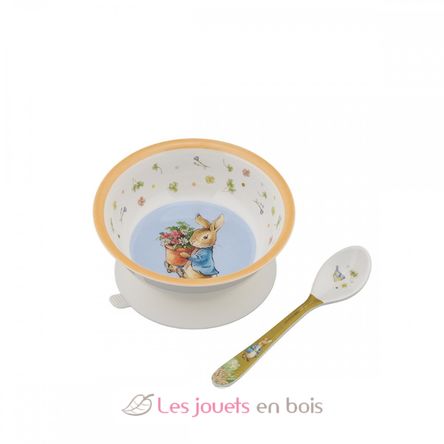 Bol ventouse avec cuillère Pierre Lapin abricot SJ-BP702T Petit Jour 1