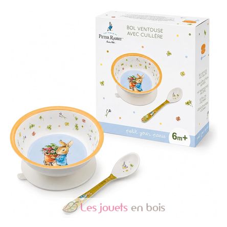 Bol ventouse avec cuillère Pierre Lapin abricot SJ-BP702T Petit Jour 2