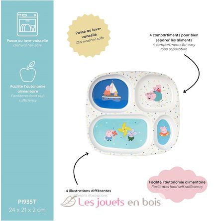 Assiette plateau à 4 compartiments Peppa Pig PJ-PI935T Petit Jour 2