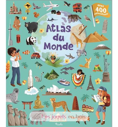 400 autocollants Atlas du monde PI-7133 Piccolia 1