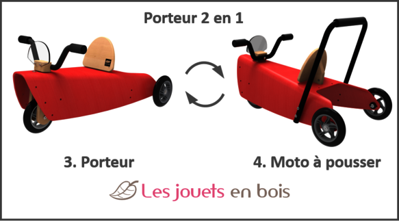 Bascule Porteur Moto 4 en 1 rouge - Chou Du Volant