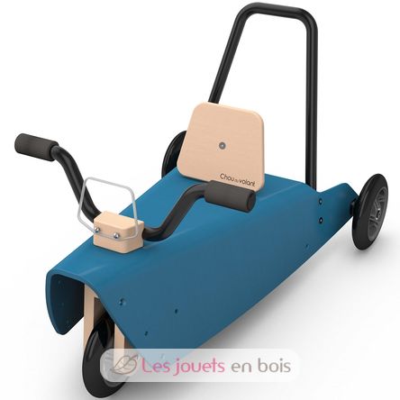 Porteur Moto 2 en 1 Bleu Chou Du Volant Porteur et chariot de marche en bois pour enfant