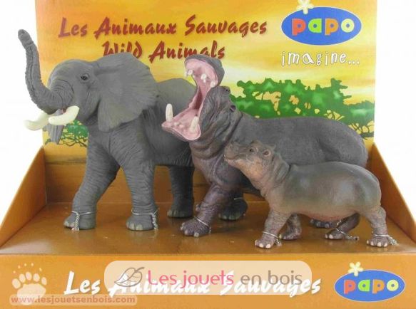 Figurine Eléphant, hippopotame et son petit PA80001-3239 Papo 2