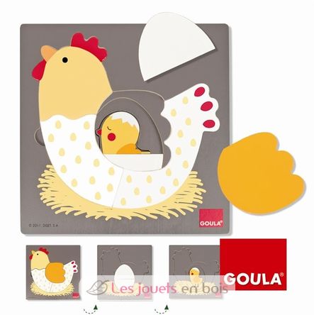 Puzzle poule oeuf poussin GO53027-4036 Goula 2