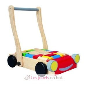 Chariot de marche cube d'activités avec freins en bois FSC® - multicolor,  Jouet