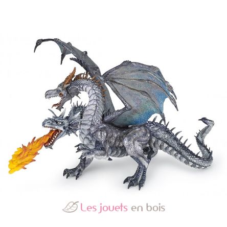 Figurine Dragon deux têtes argenté PA38998-4007 Papo 1