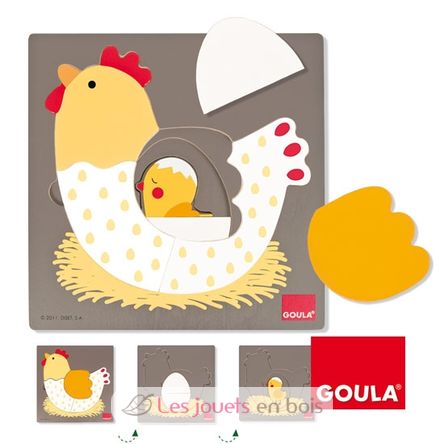 Puzzle poule oeuf poussin GO53027-4036 Goula 1