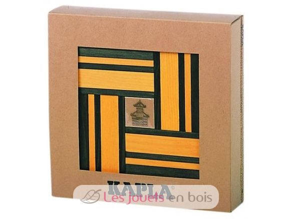 Coffret 40 planchettes vert et jaune avec livre KAJLJP23-4358 Kapla 1