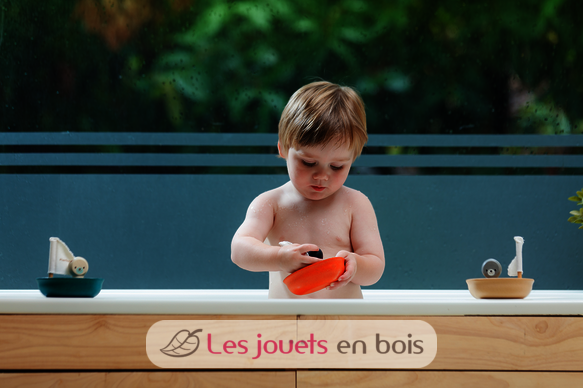 Jouet bain bateau ours polaire PLAN TOYS l  Jouet bain Enfant  Jouet d'activité Bois