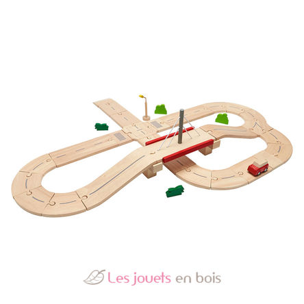 Circuit voiture montessori en bois-Petit voiture et train pour