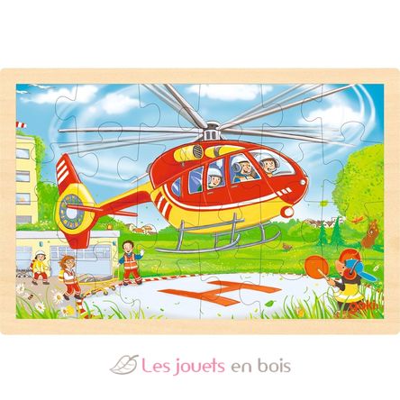 Puzzle réversible hélicoptère et pompiers 24 pcs GK57301 Goki 3
