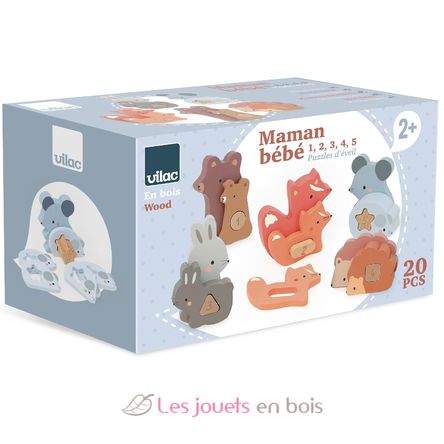 Puzzles d'éveil Maman bébé animaux V7125 Vilac 12