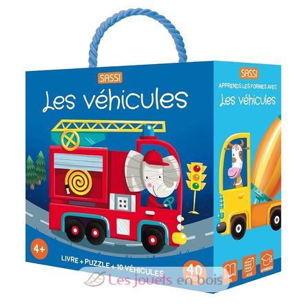 Livre et puzzle Les véhicules SJ-305571 Sassi Junior 1