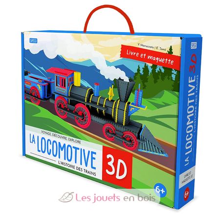 Puzzle 3D Bloc de Construction Jeu en Bois (Train à Rails) pour Enfant