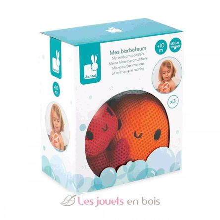 3 éponges de bain animaux marins J04731 Janod 10