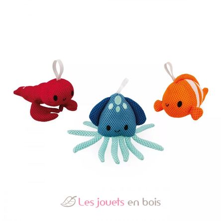 3 éponges de bain animaux marins J04731 Janod 1