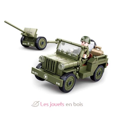 Army WWII - Jeep alliée avec canon anti-aérien SL-M38-B0853 Sluban 2
