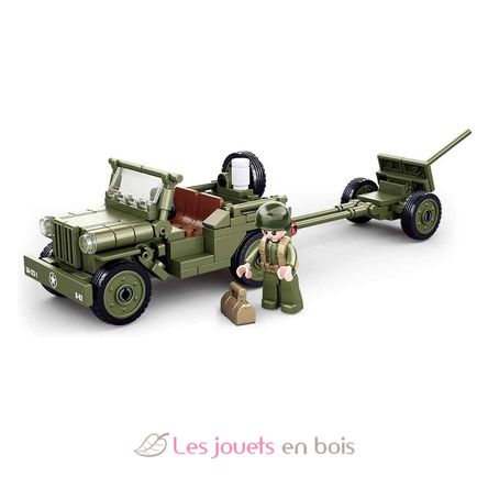 Army WWII - Jeep alliée avec canon anti-aérien SL-M38-B0853 Sluban 3