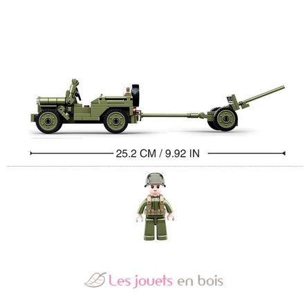 Army WWII - Jeep alliée avec canon anti-aérien SL-M38-B0853 Sluban 4