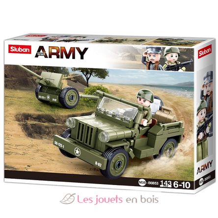 Army WWII - Jeep alliée avec canon anti-aérien SL-M38-B0853 Sluban 1