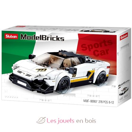 Model Bricks - Super voiture italienne blanche SL-M38-B0957 Sluban 1