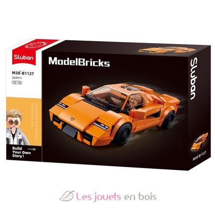 Model Bricks - Voiture de sport orange SL-M38-B1127 Sluban 1