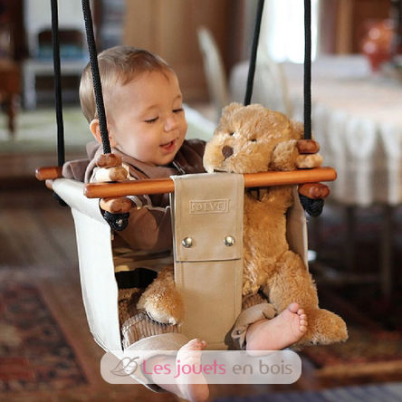Balançoire pour bébé en bois et tissu Beige SS-SL-B-EUR Solvej Swings 3