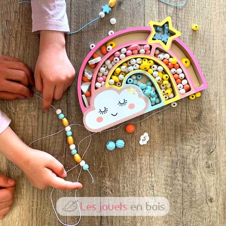 Coffret perles en bois Arc en ciel SYCRE3283 Sycomore 4