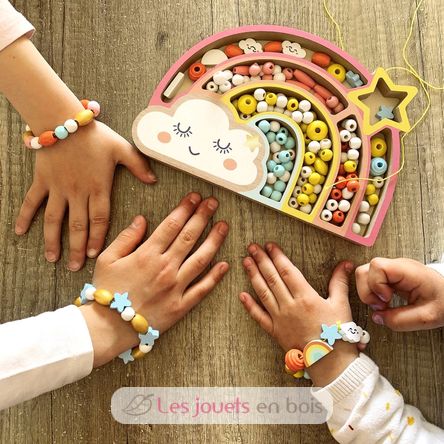 Coffret perles en bois Arc en ciel SYCRE3283 Sycomore 5
