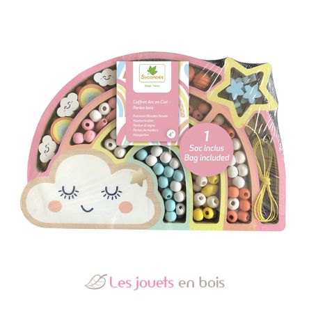 Coffret perles en bois Arc en ciel SYCRE3283 Sycomore 2
