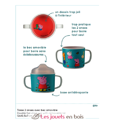 Tasse deux anses avec bec amovible Peppa Pig PJ-PI904K Petit Jour 4