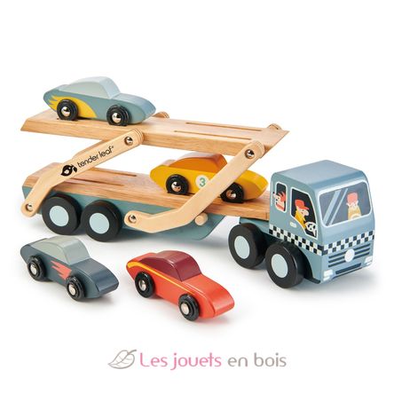 Camion transporteur de voitures - Tender Leaf Toys TL8346 - Camion  remorqueur en bois