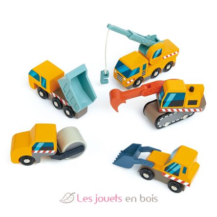 Set véhicules de chantier Tender Leaf Toys TL8355 - Véhicules de chantier  en bois
