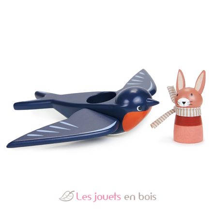 Hirondelle et son ami lapin en bois TL8387 Tender Leaf Toys 2