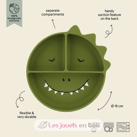Assiette à compartiments en silicone Mr Dino TX-96-439 Trixie 8