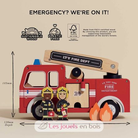 Camion de pompier en bois TV427 Le Toy Van 5