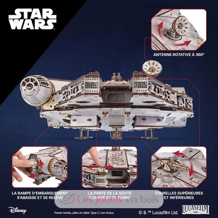 Puzzle 3D Faucon Millenium Star Wars U-70271 Ugears 5