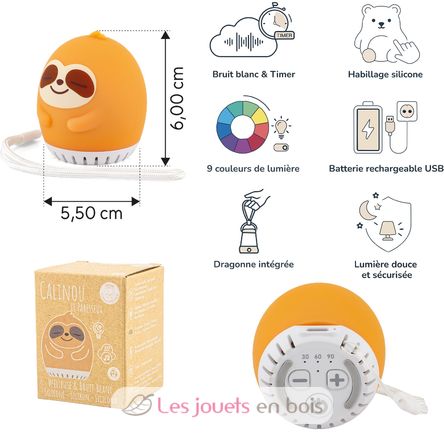 Mini veilleuse bruit blanc Calinou le Paresseux UL8151 Ulysse 3
