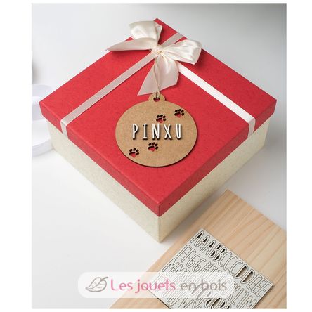 Boule de Noël chien personnalisable bois VI-BN20 Vintiun 3