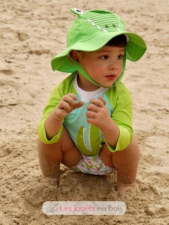 Ensemble Maillot + Chapeau Bébé Zoocchini - Motif Flamand Rose - Taille 12-24 Mois - Protection Solaire UPF 50+, Lavable