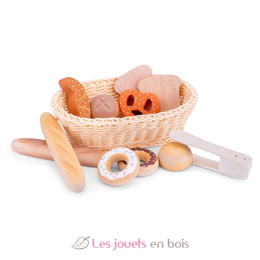 Corbeille à Pain New Classic Toys – Jeu D’imitation En Bois Coloré – Dès 2 Ans, Collection « Bon Appétit »