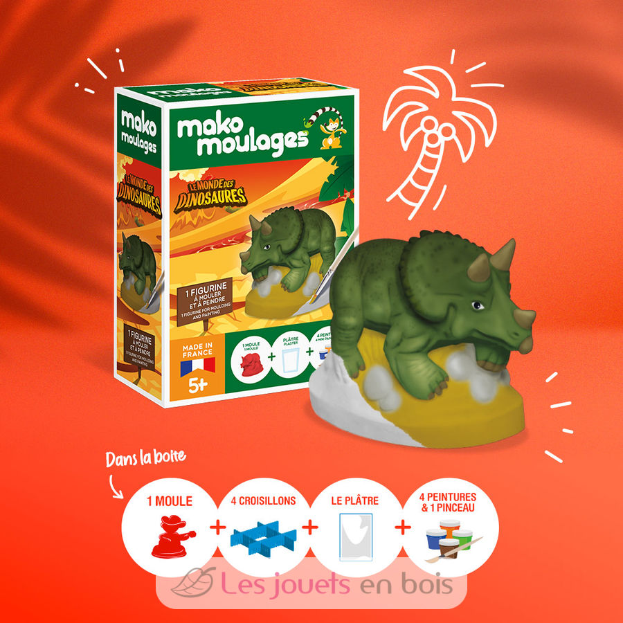 TEMI Camion Dinosaure Tricératops – 8 Figurines Dino, Tapis 70x80 Cm, Cadeau Garçon Fille 3-7 Ans